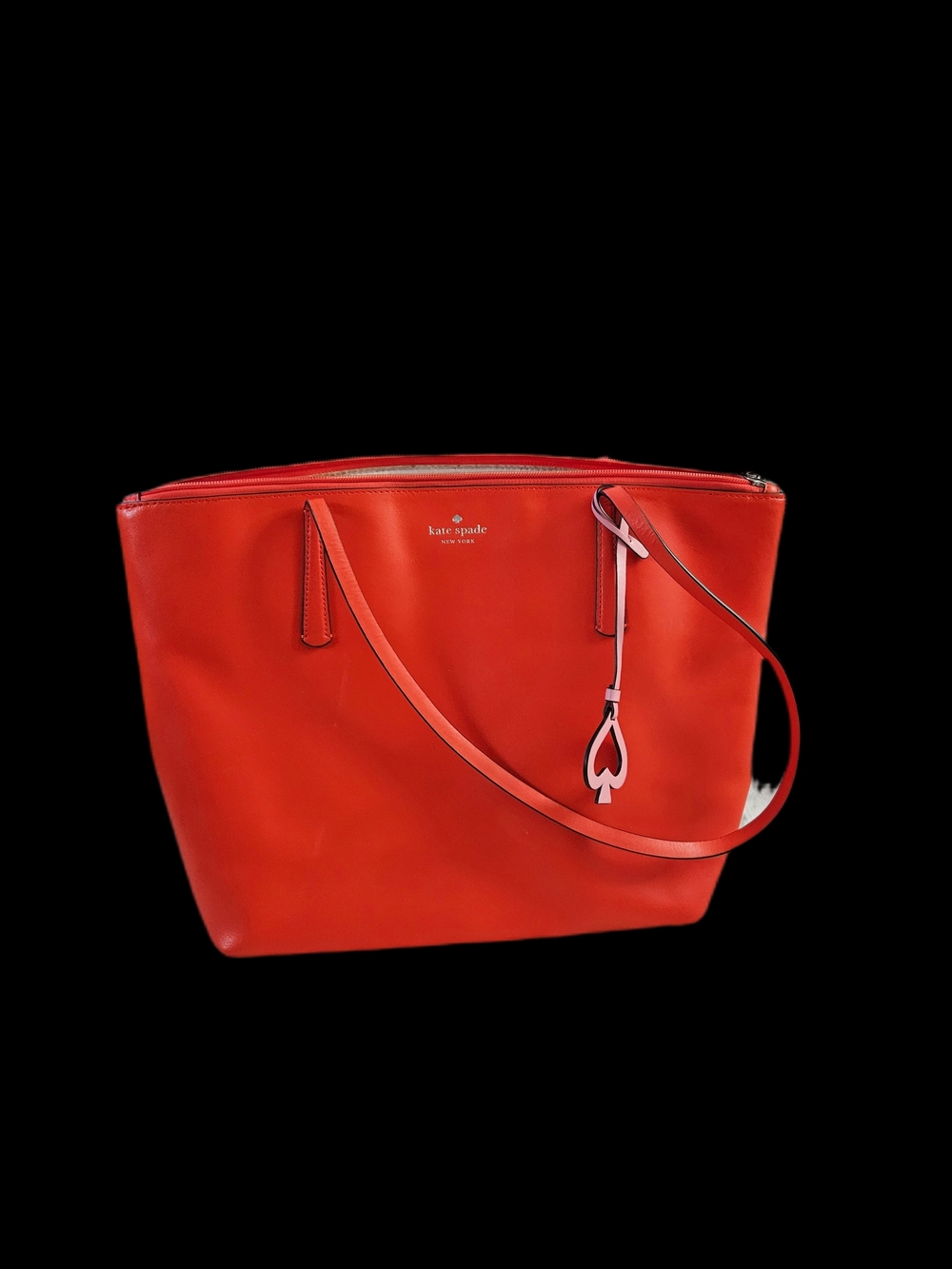 Kate Spade Orange Leather shoulder tote with Spade charm